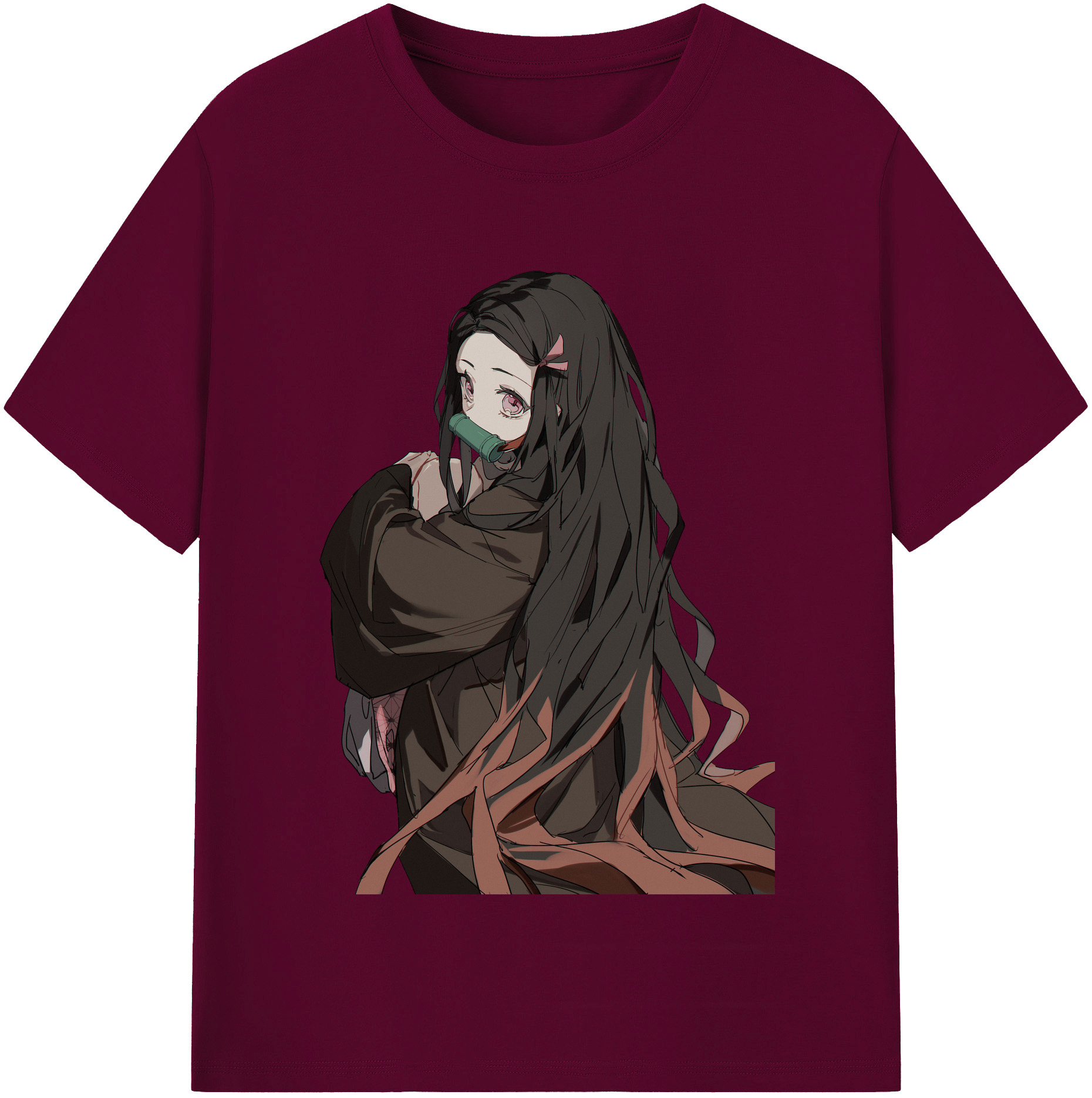 （画像用） 鬼滅の刃（きめつのやいば）竈門 禰󠄀豆子／かまど ねずこ Kamado Nezuko レディースカジュアルプリントTシャツ（綿100％）